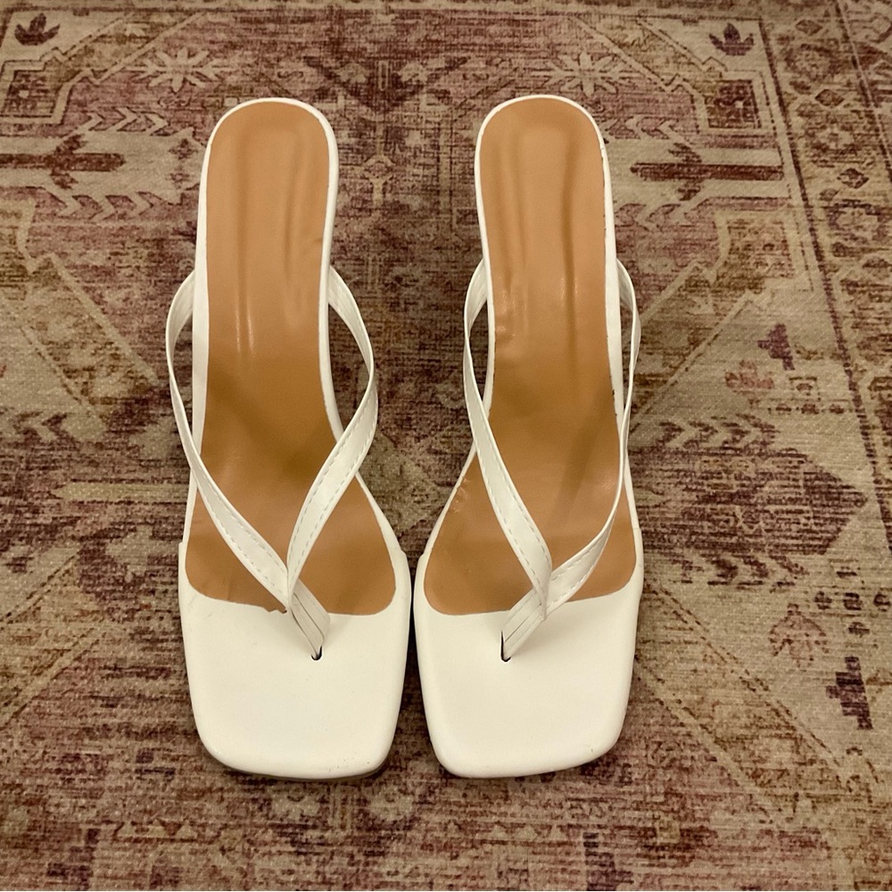 White sandal heels